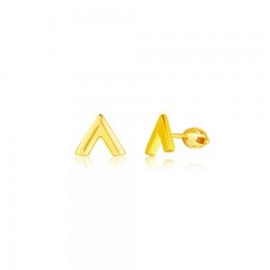 Kolczyki srebrne zakręcane - pozłacane literki "v"