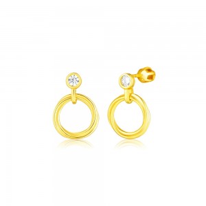 Kolczyki srebrne zakręcane - pozłacane ruchome węzły z cyrkoniami