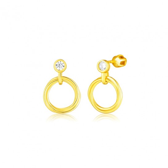 Kolczyki srebrne zakręcane - pozłacane ruchome węzły z cyrkoniami