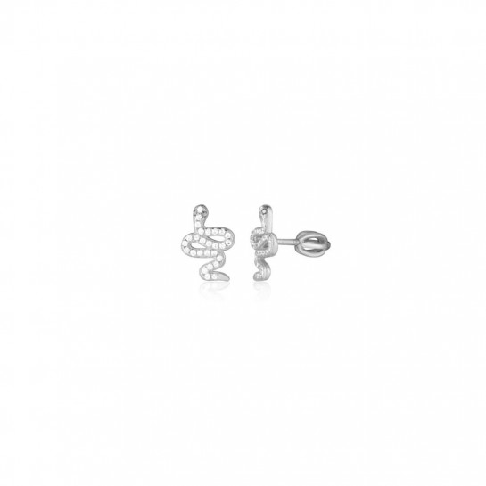 Kolczyki srebrne zakręcane z cyrkoniami - wąż