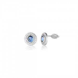 Kolczyki srebrne zakręcane z niebieskimi cyrkoniami