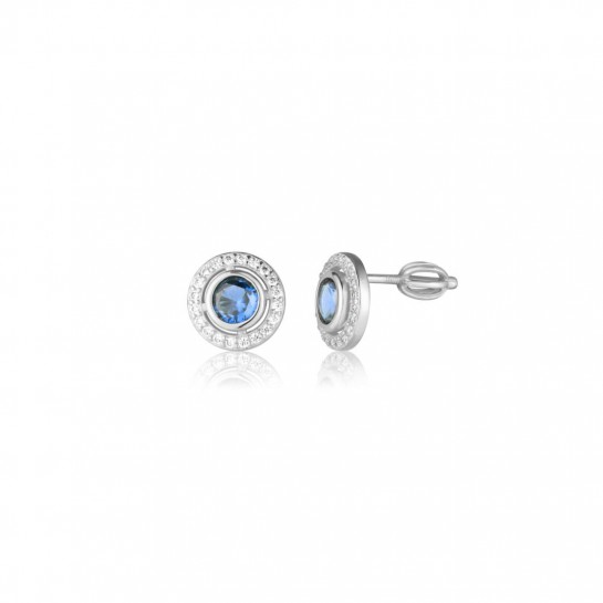 Kolczyki srebrne zakręcane z niebieskimi cyrkoniami