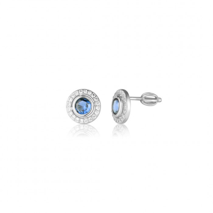 Kolczyki srebrne zakręcane z niebieskimi cyrkoniami