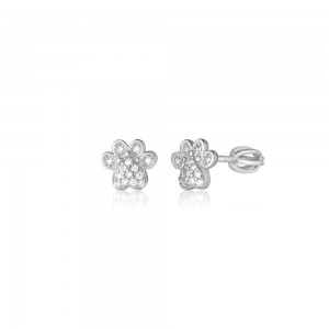 Kolczyki srebrne zakrętki - łapki zdobione cyrkoniami