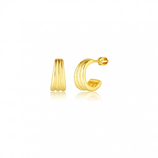 Kolczyki srebrne zakrętki pozłacane - rozszerzane ze żłobieniami