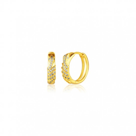 Kolczyki srebrne zatrzaskowe - pozłacane ze zdobionymi cyrkoniami wężami