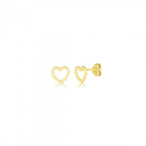 Kolczyki srebrne złocone - kontury serca