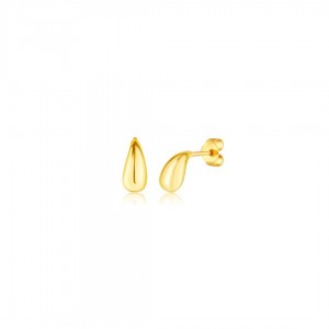 Kolczyki srebrne złocone na sztyfcie - wygięte kropelki