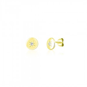 Kolczyki srebrne złocone okrągłe z cyrkoniami