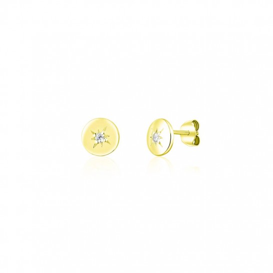 Kolczyki srebrne złocone okrągłe z cyrkoniami