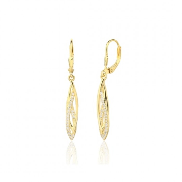 Kolczyki srebrne złocone - smukłe z cyrkoniami