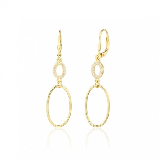 Kolczyki srebrne złocone - wiszące podwójne owale