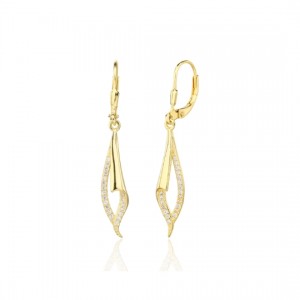 Kolczyki srebrne złocone - zawinięte liście