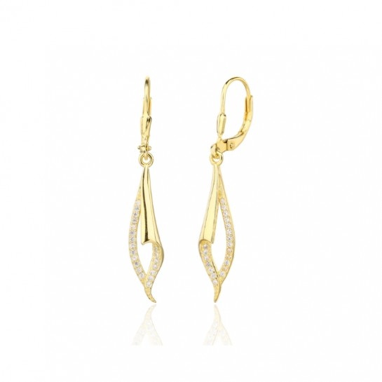 Kolczyki srebrne złocone - zawinięte liście