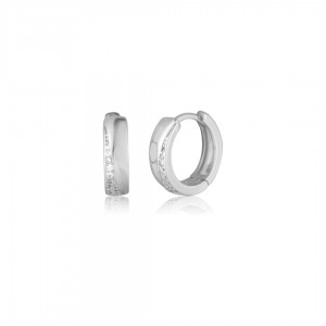 Kolczyki srebro 925 okrągłe ze wstęgą cyrkonii 14 mm