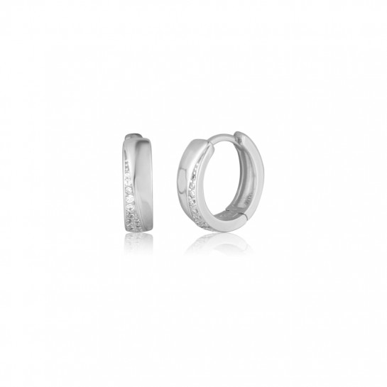 Kolczyki srebro 925 okrągłe ze wstęgą cyrkonii 14 mm