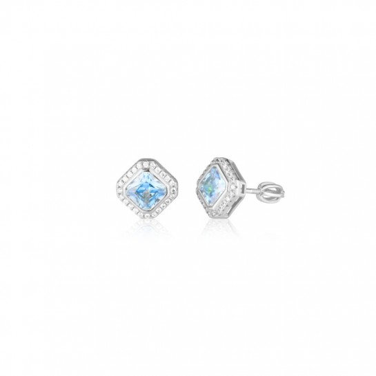 Kolczyki srebro 925 z błękitnymi cyrkoniami zakręcane sztyfty