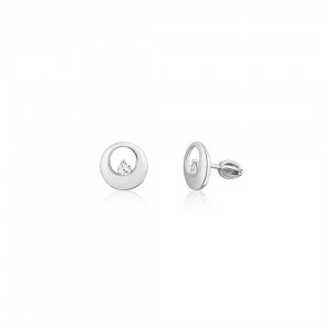 Kolczyki srebro 925 zakręcane - okrągłe z cyrkoniami