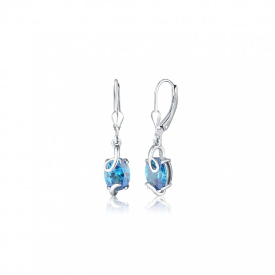 Kolczyki srebro pr. 925 owalne turkusowe kamienie