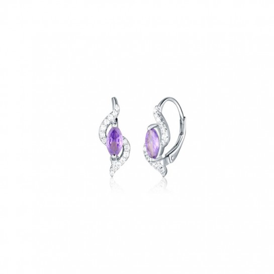 Kolczyki srebro pr. 925 z fioletowymi cyrkoniami