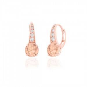 Kolczyki srebro rose gold - szampańskie cyrkonie 
