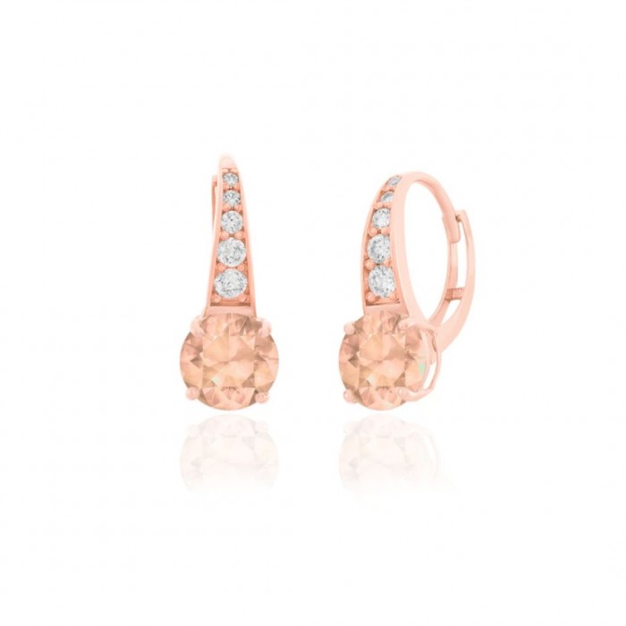 Kolczyki srebro rose gold - szampańskie cyrkonie 
