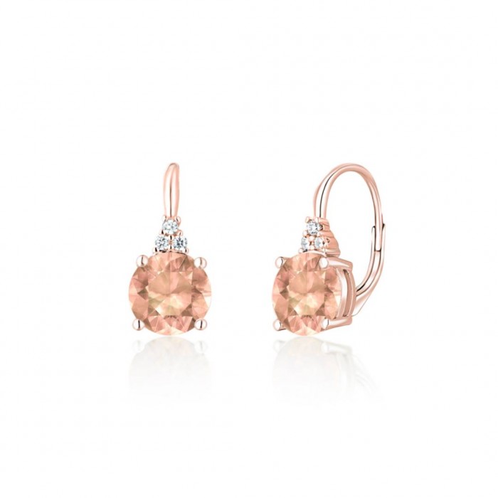 Kolczyki srebro rose gold z szampańskimi cyrkoniami