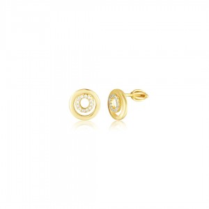 Kolczyki srebro złocone - podwójne okręgi z cyrkoniami