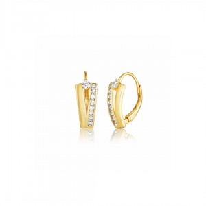 Nowoczesne kolczyki srebrne pozłacane 925 z cyrkoniami