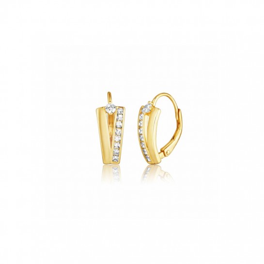 Nowoczesne kolczyki srebrne pozłacane 925 z cyrkoniami