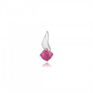 Srebrna zawieszka z jasnoczerwoną cyrkonią – elegancki płomień