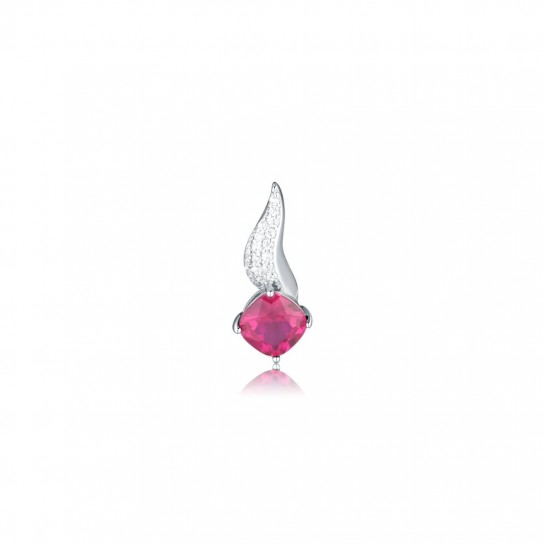Srebrna zawieszka z jasnoczerwoną cyrkonią – elegancki płomień