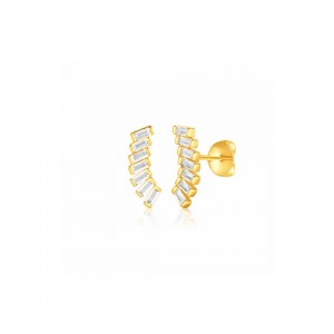 Srebrne kolczyki pozłacane z cyrkoniami wygięte 925 wkrętki