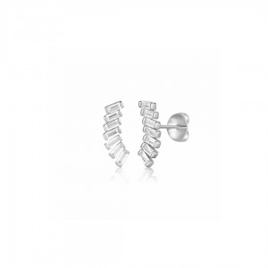Srebrne kolczyki z cyrkoniami wygięte 925 wkrętki
