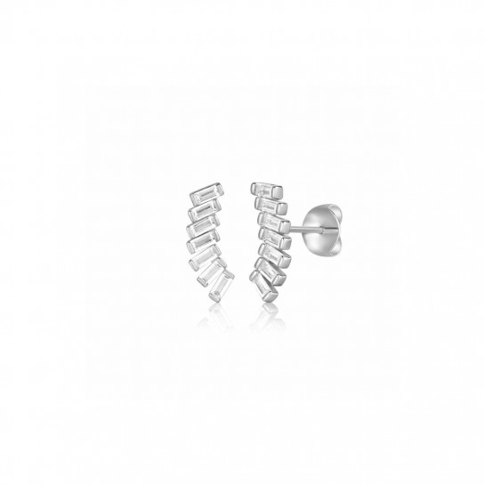 Srebrne kolczyki z cyrkoniami wygięte 925 wkrętki