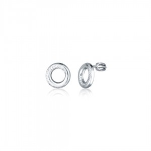 Srebrne kolczyki zakręcane - okrągłe z zawiniętą linią cyrkonii