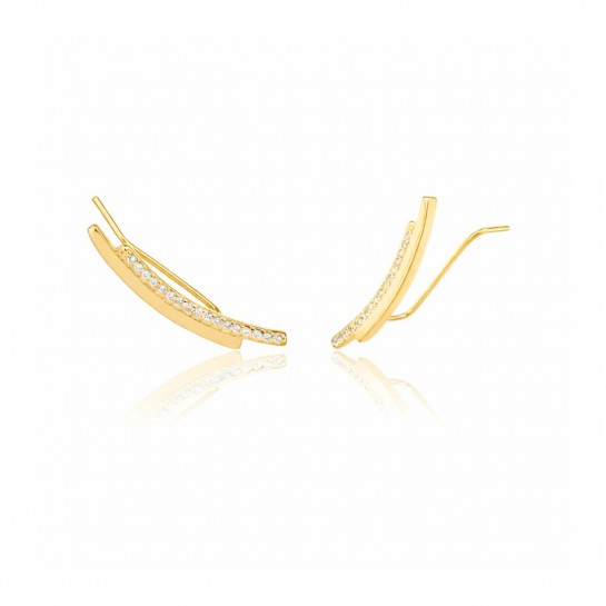 Srebrne pozłacane kolczyki z cyrkoniami 925 łuki 