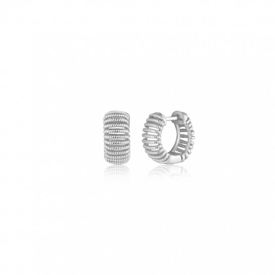 Szerokie srebrne kolczyki koła 925 rodowane z prążkowaną strukturą