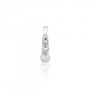 Zawieszka srebrna - sopelek z trzema cyrkoniami