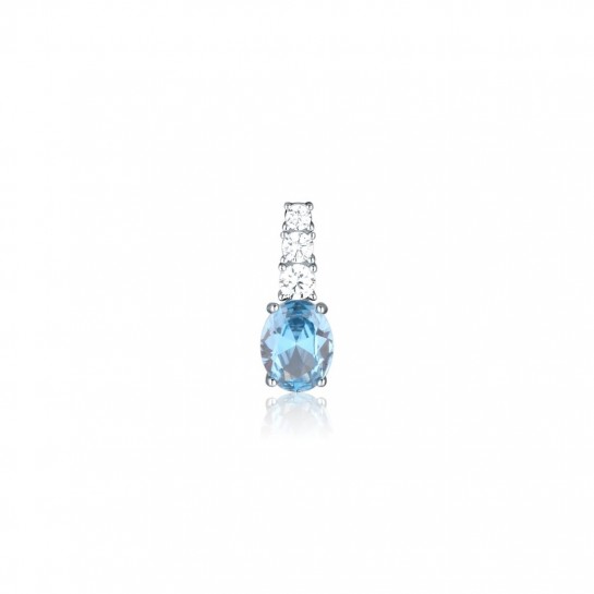 Zawieszka srebrna z błękitną owalną cyrkonią