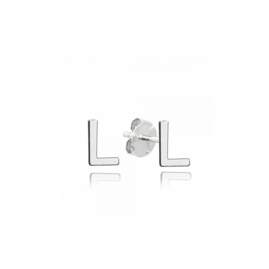 Kolczyki srebrne na sztyft - literka "L"