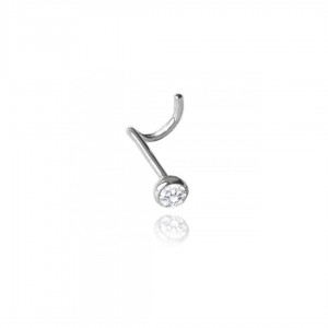Piercing do nosa z białą cyrkonią 