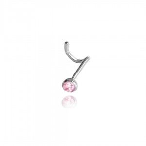 Piercing do nosa z różową cyrkonią