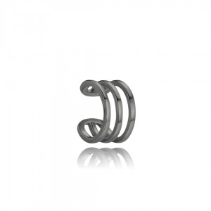 Kolczyk srebrny rutenowany - czarna nausznica ear cuff