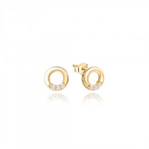 Kolczyki pozłacane nowoczesne wkrętki z cyrkoniami