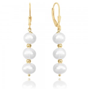 Kolczyki pozłacane - trzy perły