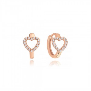 Kolczyki rose gold - serce