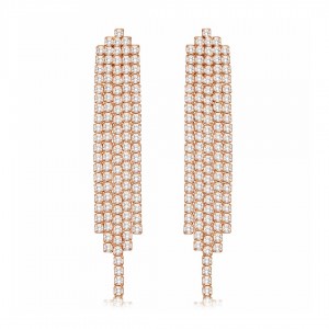 Kolczyki rose gold z cyrkoniami - długie kaskady cyrkonii