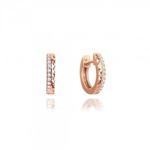 Kolczyki rose gold z cyrkoniami - frezowane