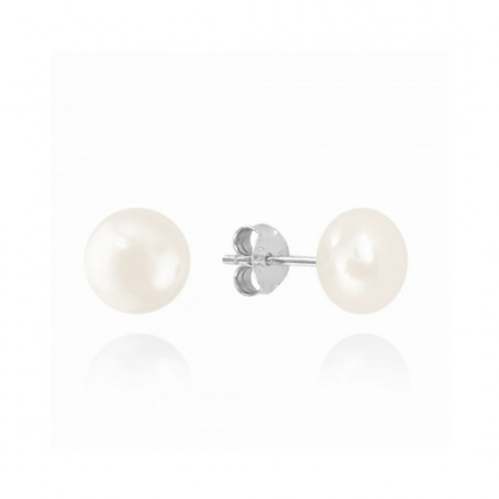 Kolczyki srebrne - białe perły na sztyfcie 4 mm